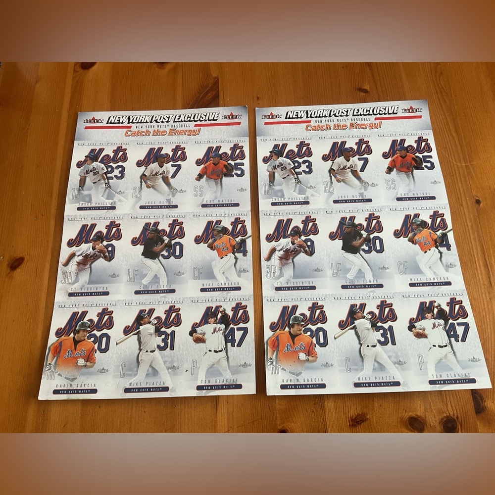 FLEER NY METS 2004 NY POST EXCLUSIVE 9 CARD UNCUT SHEETS LOT OF 2